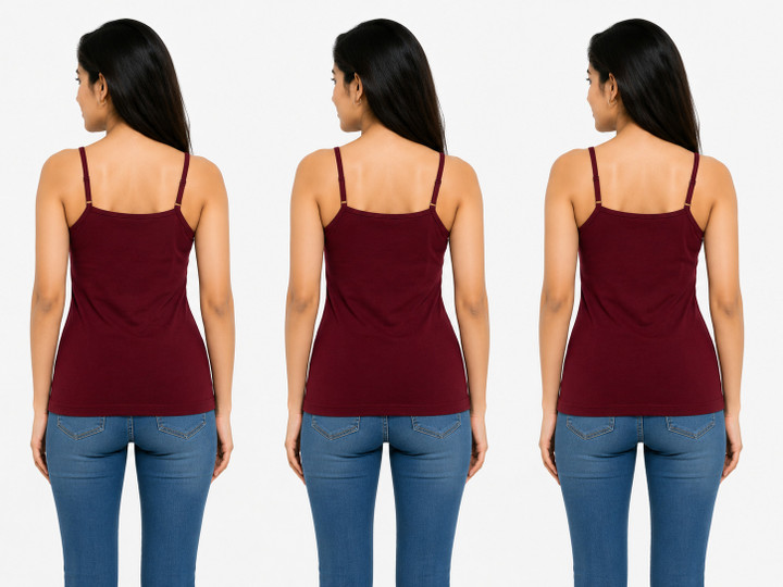 SHIIVORAA Women's Super Combed Cotton Rib Camisole with Adjustable Straps Pack Of 3 (Single Colour) | Camisole | Cami Top | Women Camisole | Ladies Camisole | Spaghetti Strap Camisole | Sleeveless Camisole