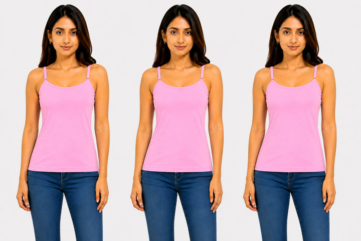 SHIIVORAA Women's Super Combed Cotton Rib Camisole with Adjustable Straps Pack Of 3 (Single Colour) | Camisole | Cami Top | Women Camisole | Ladies Camisole | Spaghetti Strap Camisole | Sleeveless Camisole