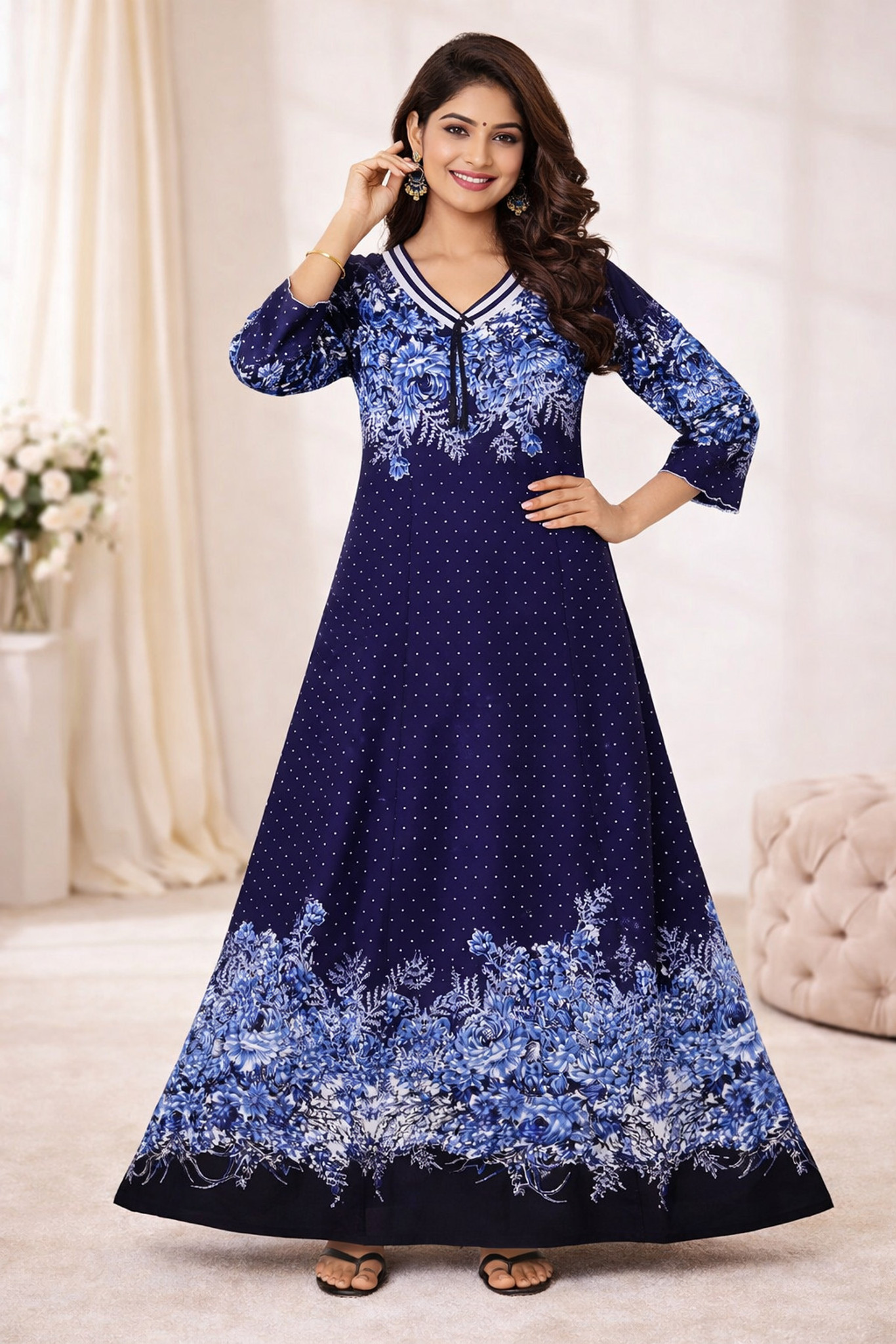 SHIIVORAA Women's Satin Printed Nightgown Free Size (Multicolour) | Nighty | Nightgown | Sleepwear | Sleeveless Nighties | Nightdress | Female Nightwear