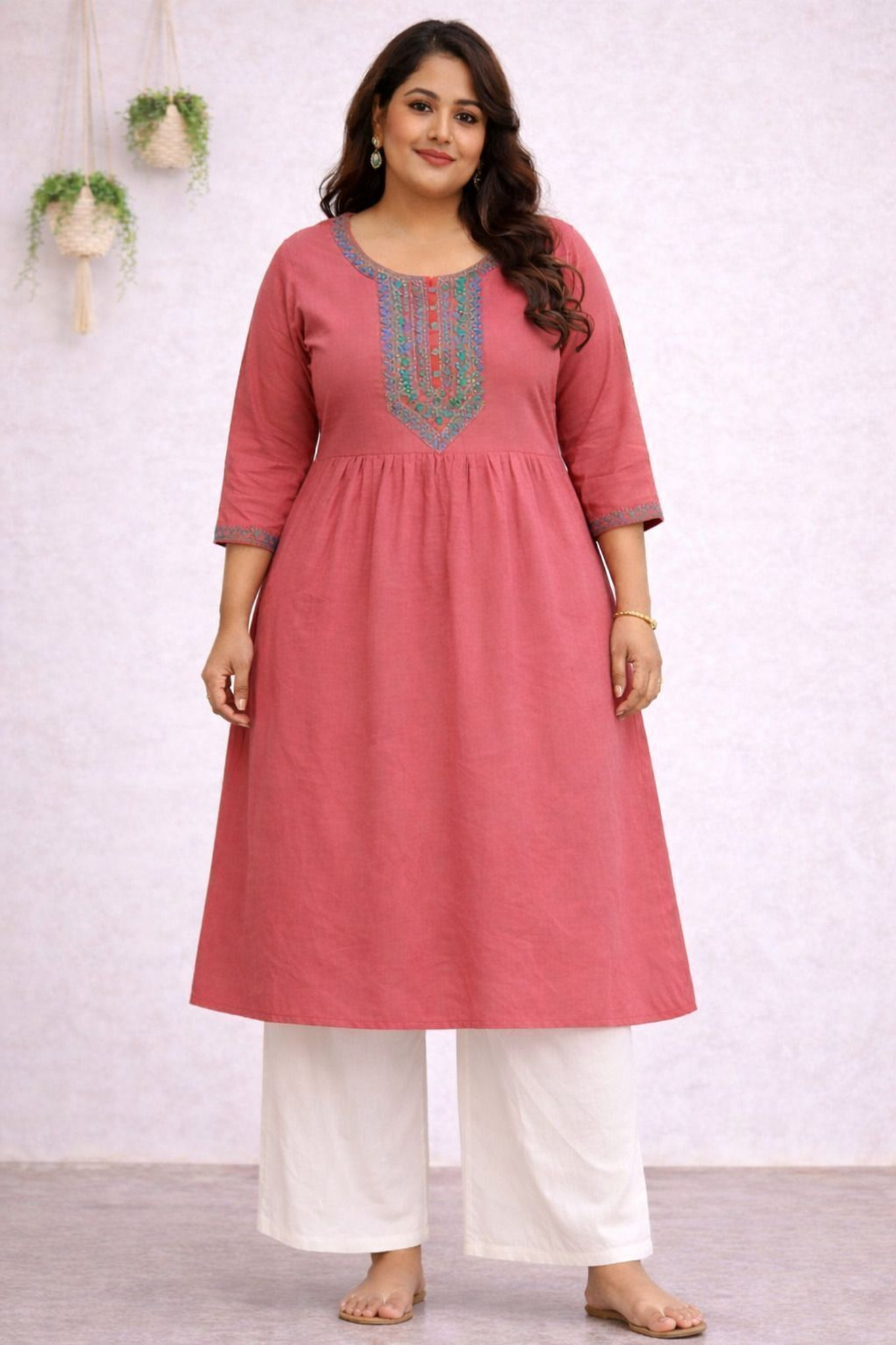 SHIVORAA Women’s  Embroidered Silk Blend Straight Kurta (Plus Size) | Casual Wear Kurti for Women | Stylish Printed Kurta | Comfortable Daily Wear | Ethnic Kurti | Regular Fit Kurti | Office Wear Kurta | Fashionable Women Kurti | Trendy Ethnic Wear | Ladi