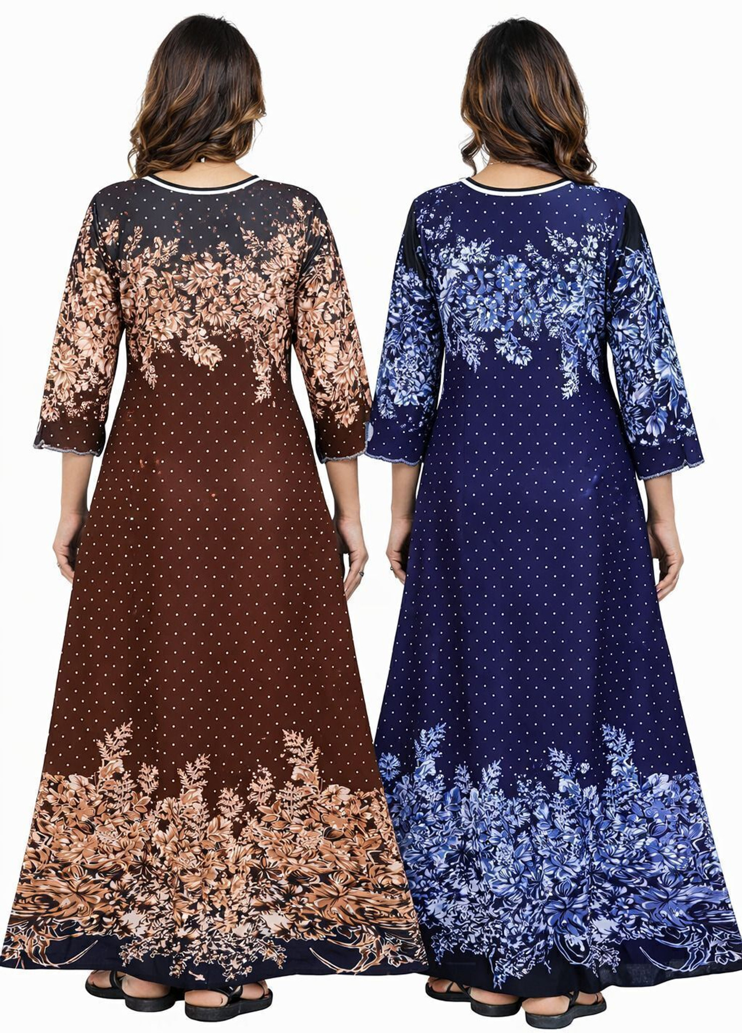 SHIIVORAA Women's Satin Printed Nightgown Pack Of 2 Free Size (Multicolour) | Nighty | Nightgown | Sleepwear | Sleeveless Nighties | Nightdress | Female Nightwear